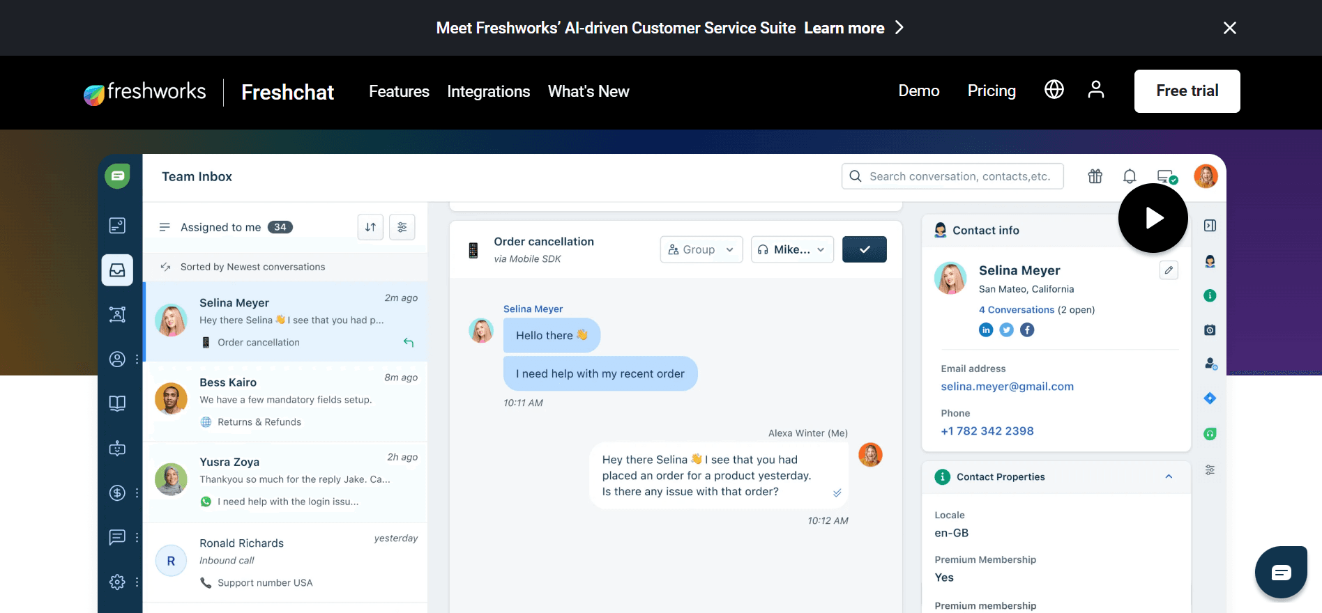 Use AI chatbots with Freshchat.