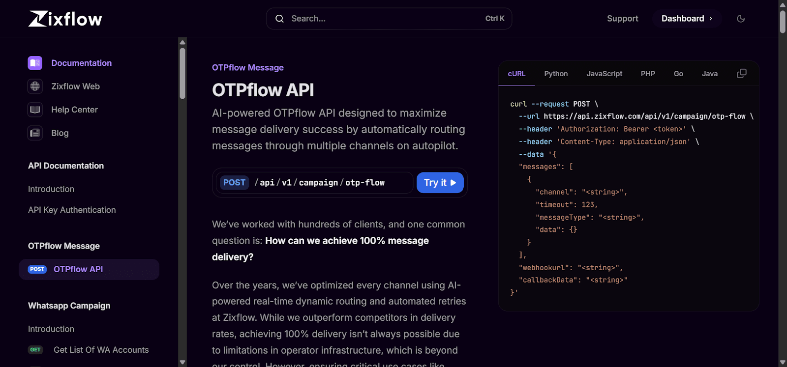 Zixflow’s OTPflow API documentation. 