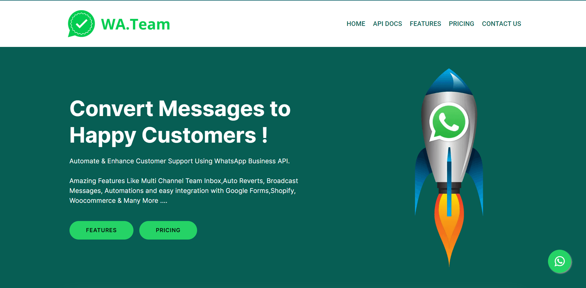 WA.Team(COM.BOT) is a WhatsApp marketing tool which provides shared inbox.