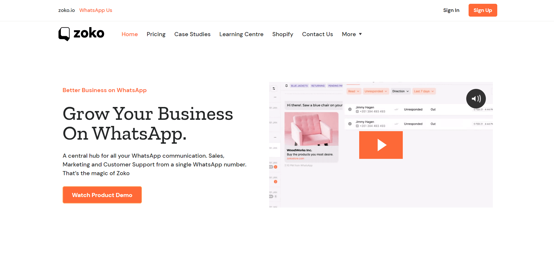 Zoko is used as a popular shared inbox WhatsApp marketing tool.