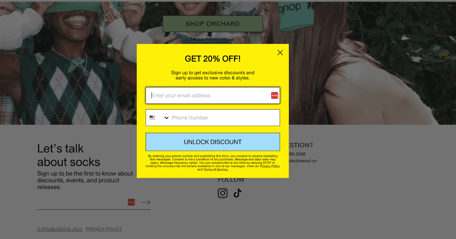 An incentive-driven email capturing form to create accurate e-commerce email lists. 