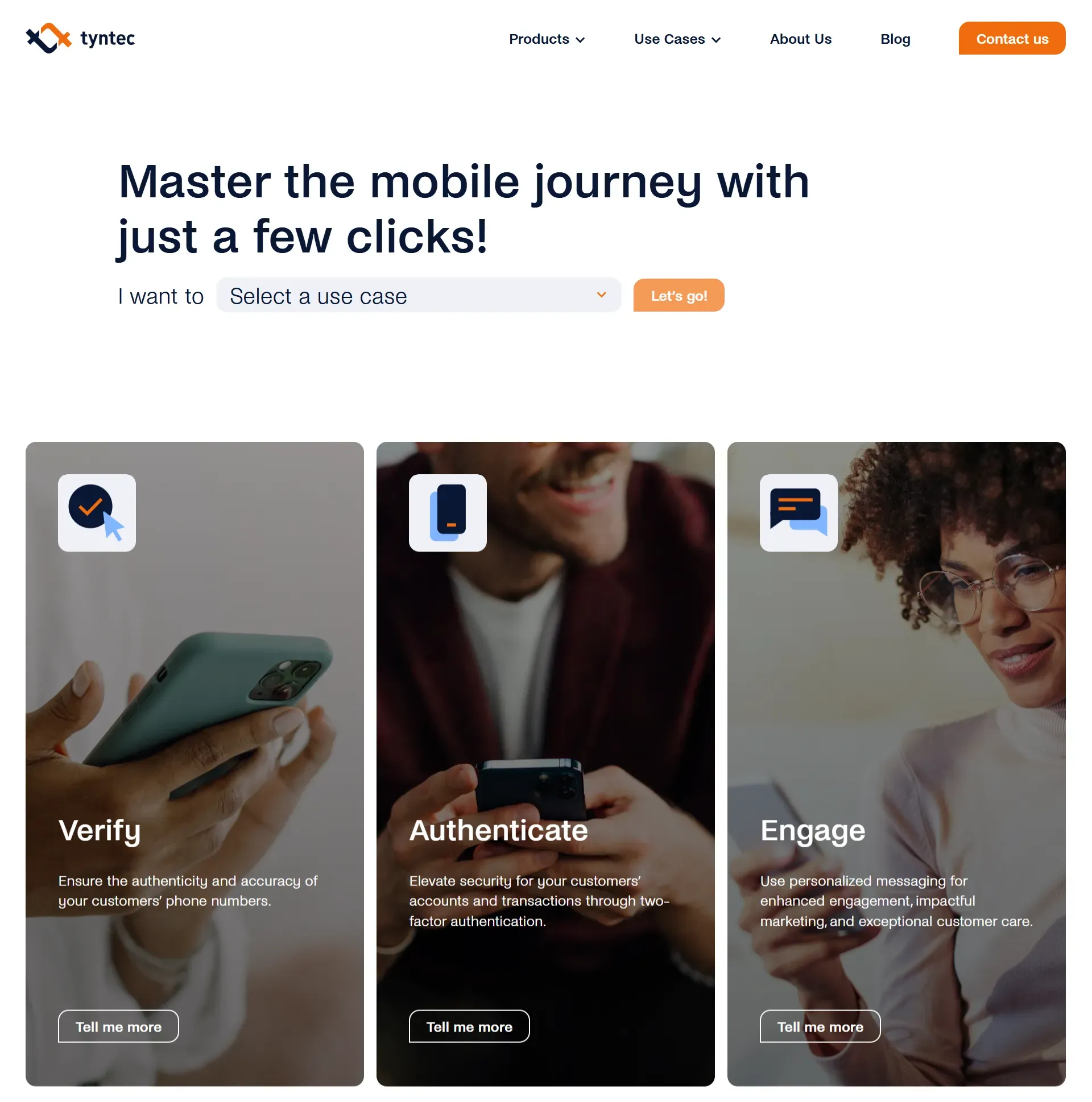 Homepage of Tyntec, a WhatsApp Business Partner.