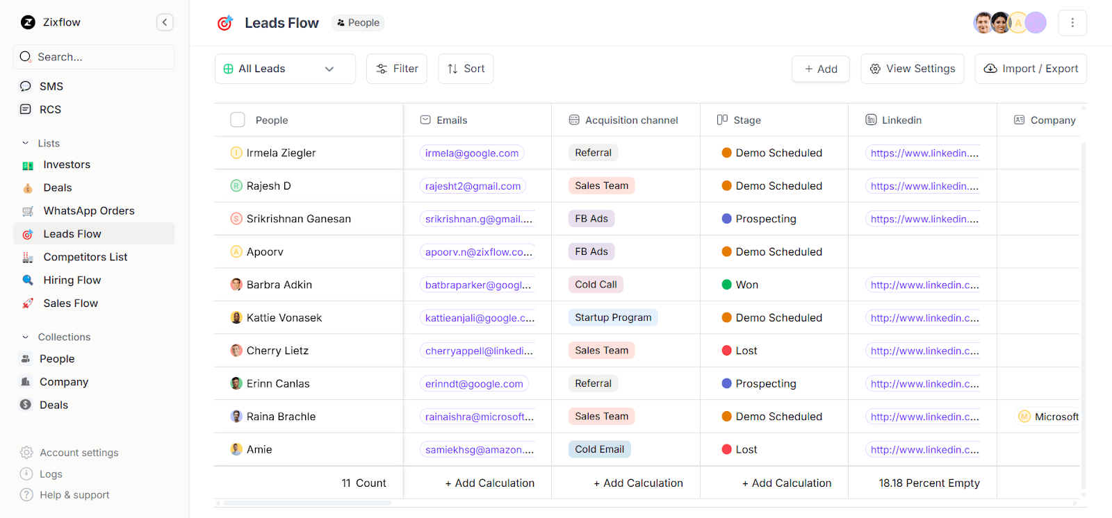 Zixflow’s native CRM allows you to manage contacts effectively.