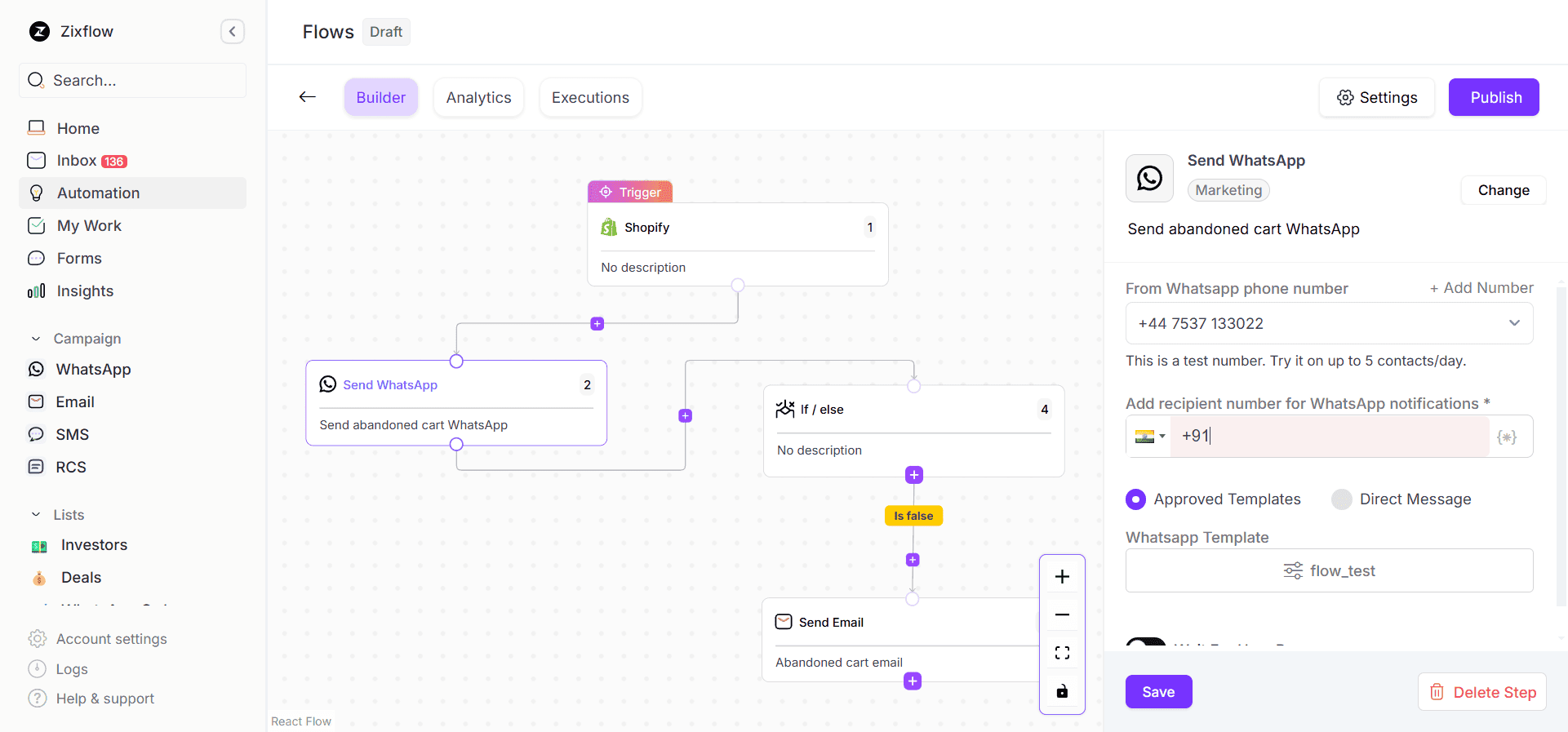 The automation workflow builder of Zixflow to let you win over lost leads.
