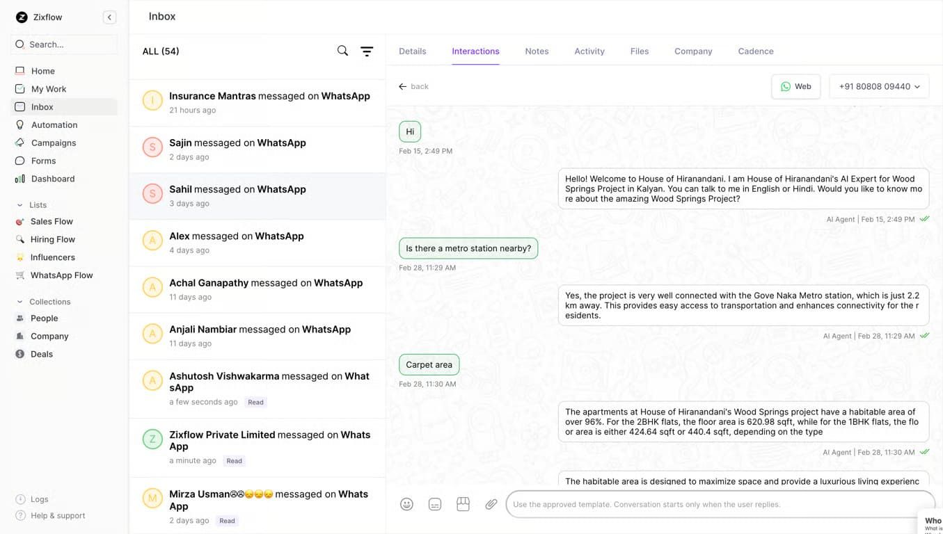 Zixflow’s unified inbox lets you manage your incoming conversations from a single location.