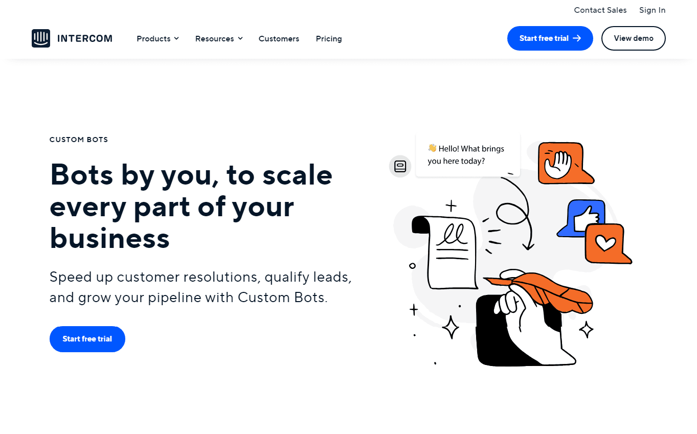 Intercom allows you to build custom chatbots for your WhatsApp marketing.