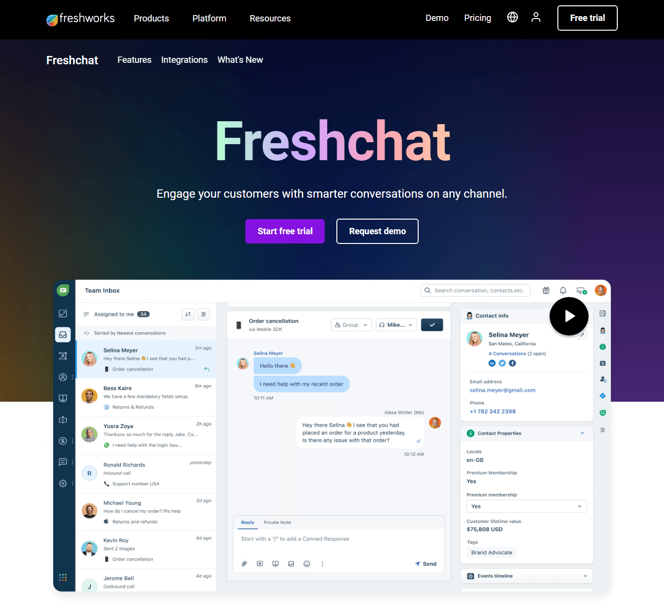 Freshchat, one of the best Yellow AI competitors.
