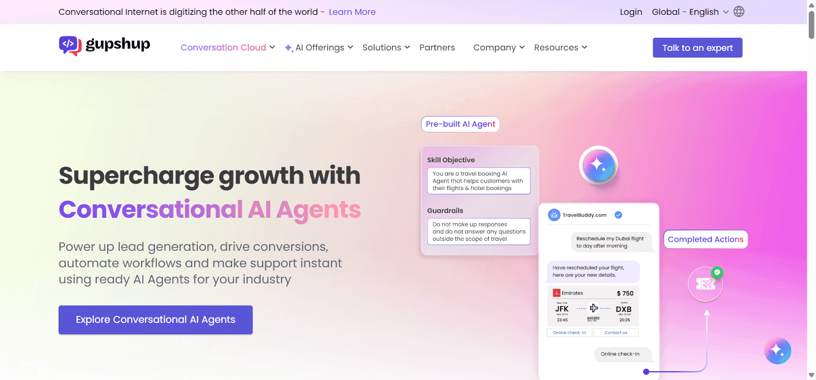 Gupshup, a WhatsApp chatbot platform. 