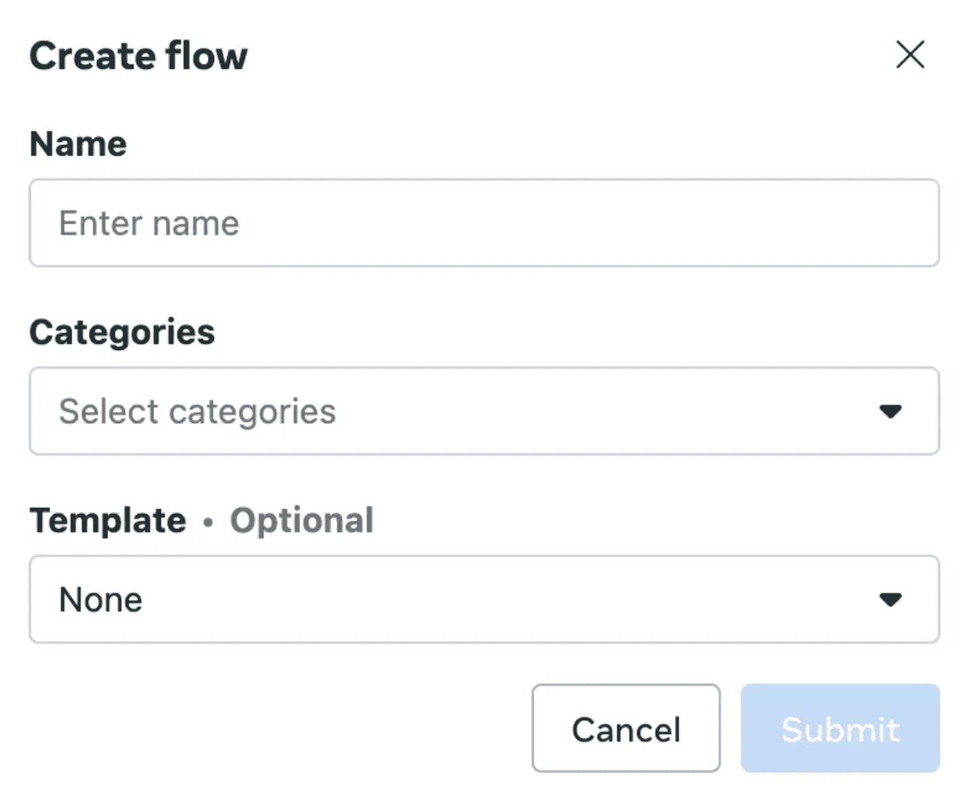 Information you have to fill to move ahead with the creation of your WhatsApp Flows. 