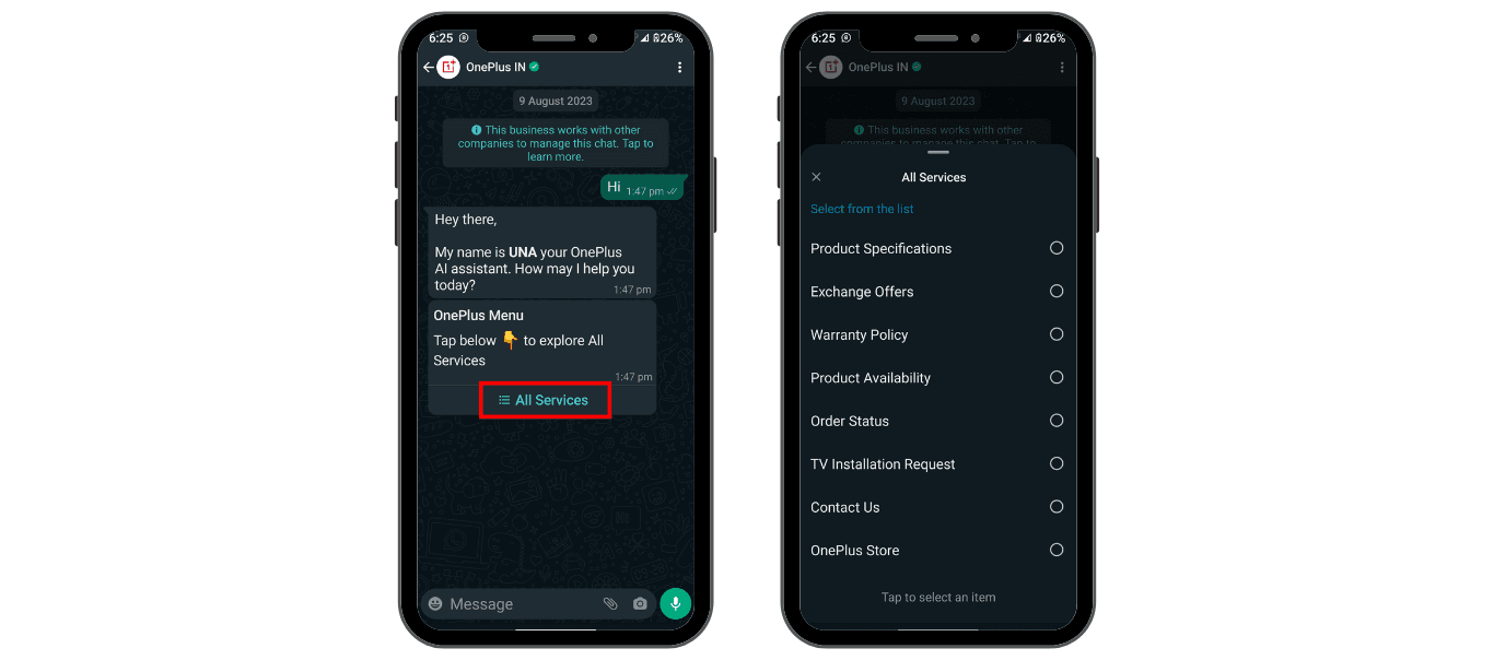 WhatsApp Business app comes with features like different message formats to help you provide interactive customer service
