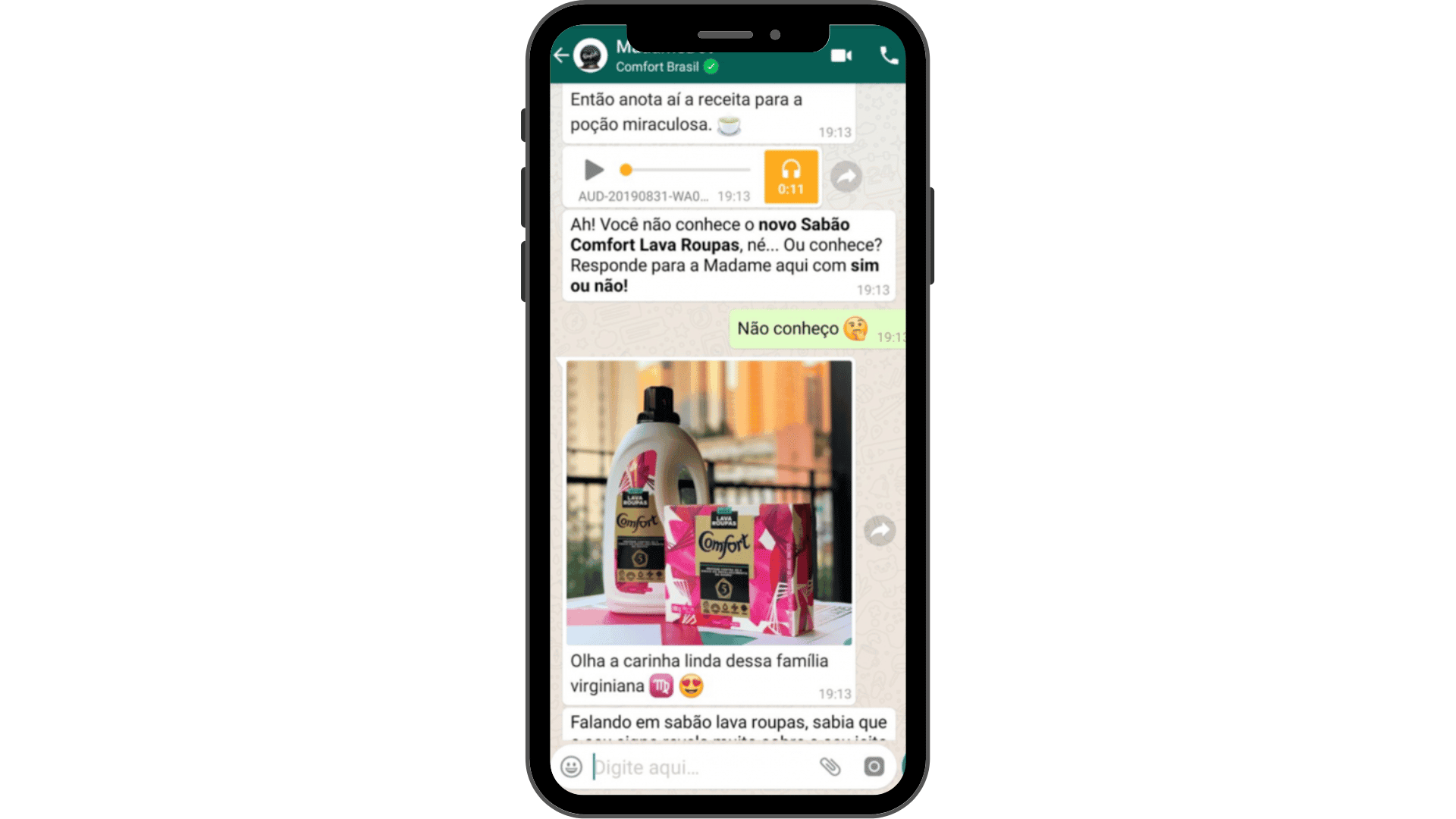 Unilever’s WhatsApp messages about promoting its fabric softener, Comfort.