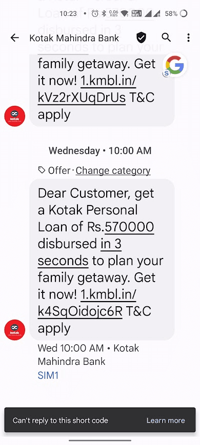 SMS notifications about new features.