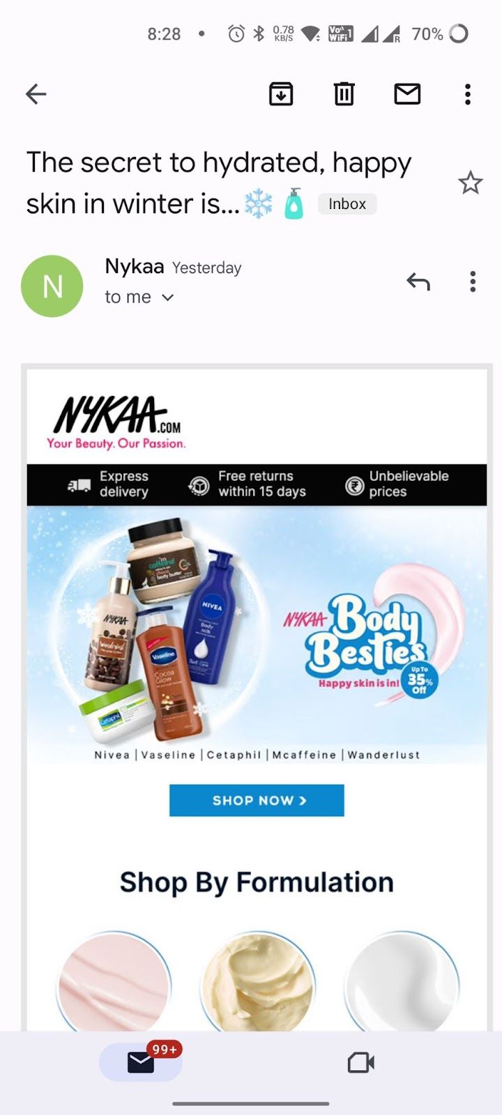 Nykaa Low Touch engagement model- automated emails (curated product lists)