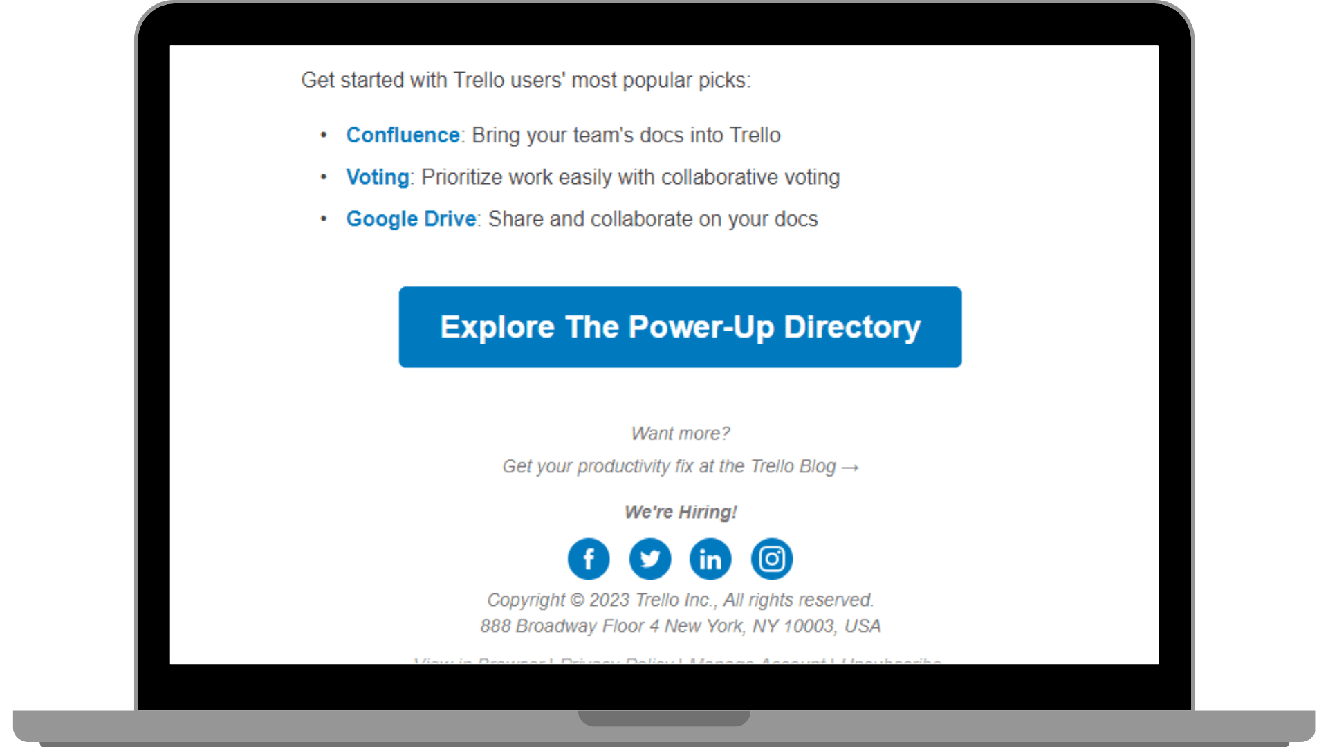 Trello sends welcome mail to new users