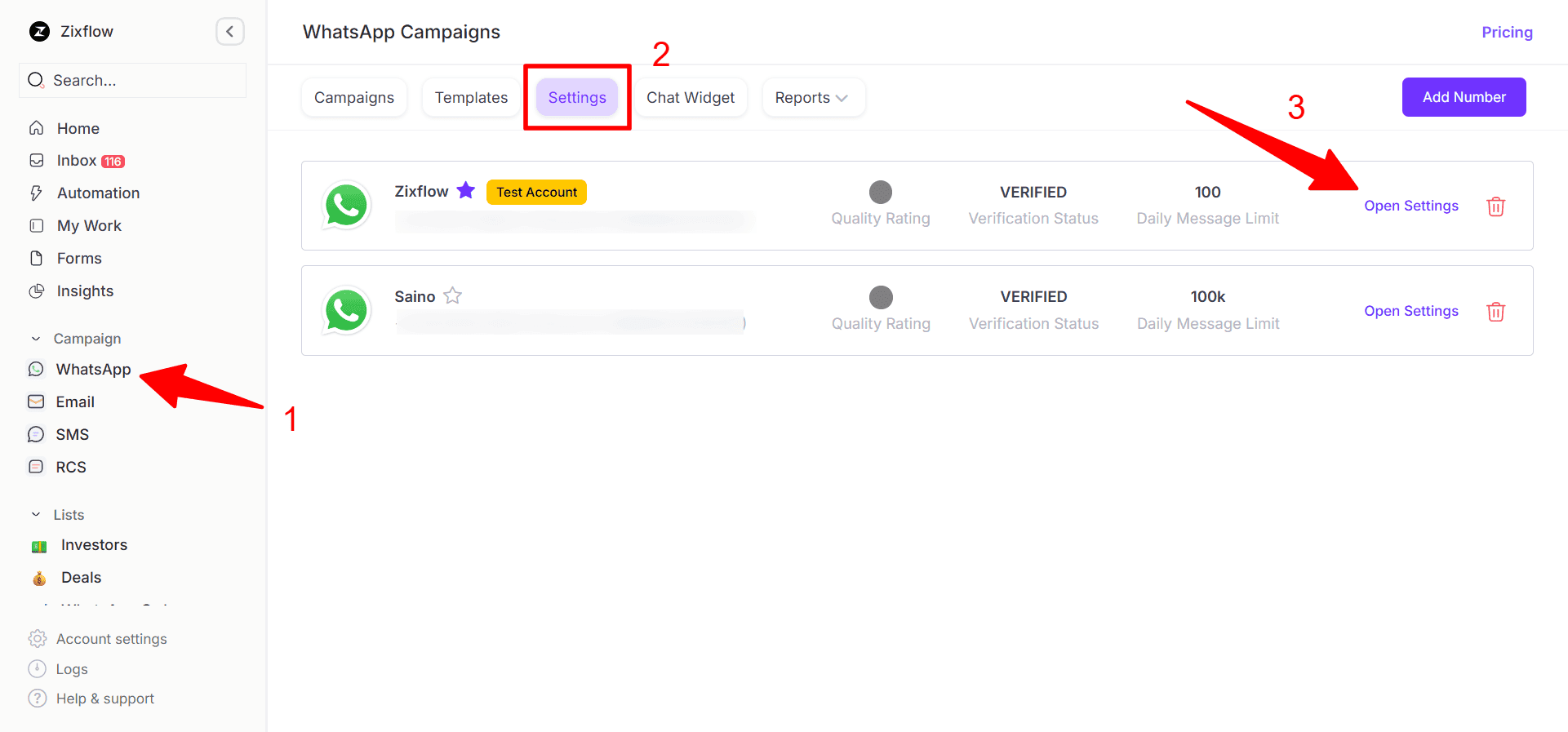 Steps to access WhatsApp catalog feature in Zixflow.