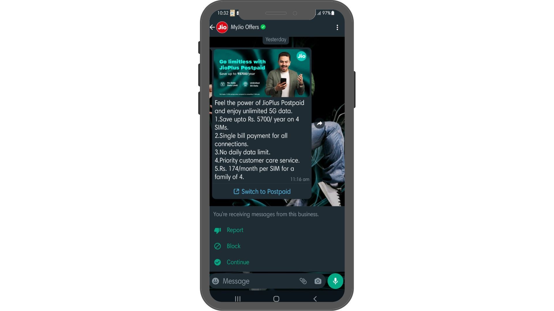 Verified your brand's status with a WhatsApp green tick.