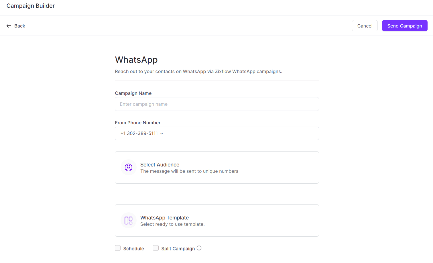 Set up WhatsApp marketing campaign with Zixflow.