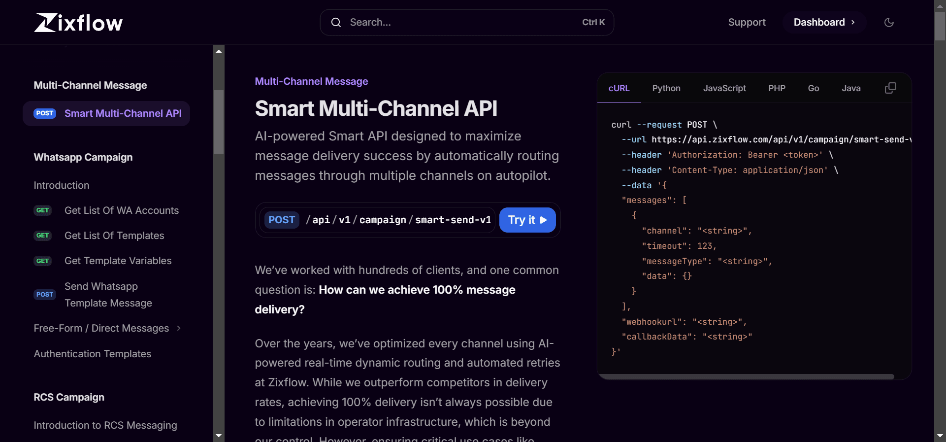 With Zixflow’s Smart API to send critical messages across various channels automatically.