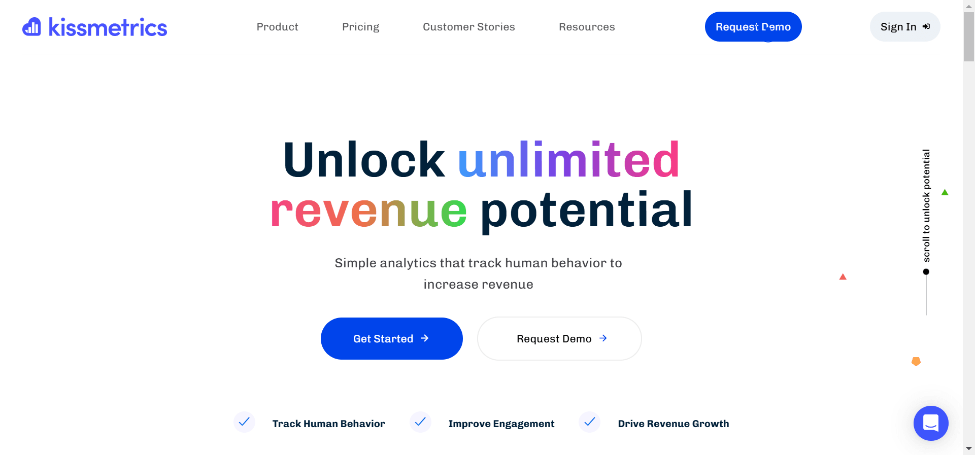 Kissmetrics provides you with in-depth insights into your customer and sales engagement.