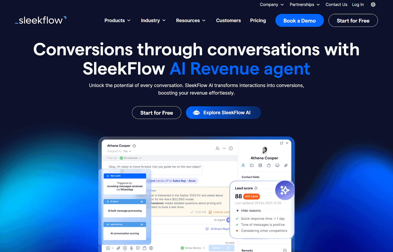 Homepage of SleekFlow.