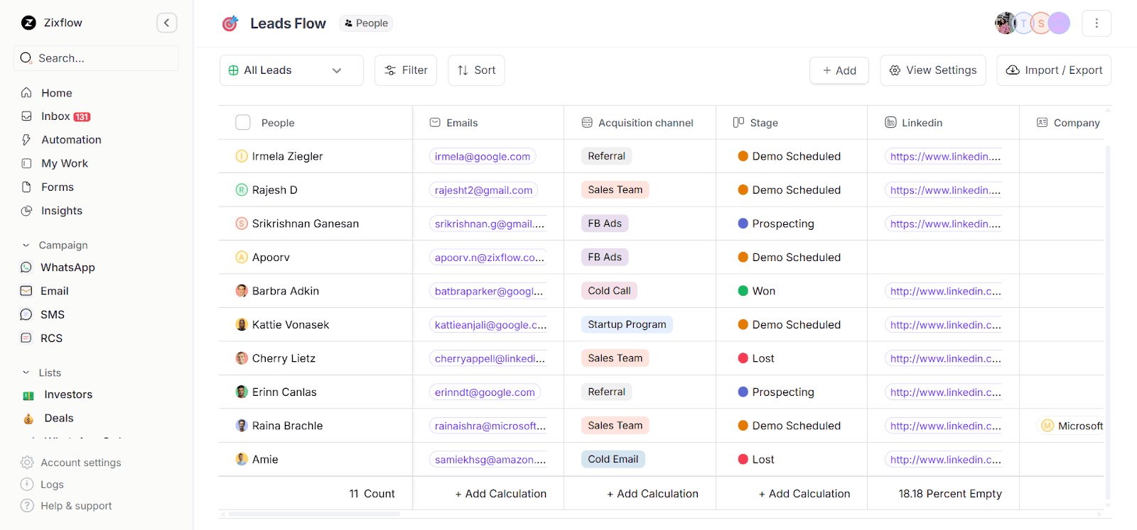Zixflow’s native CRM.