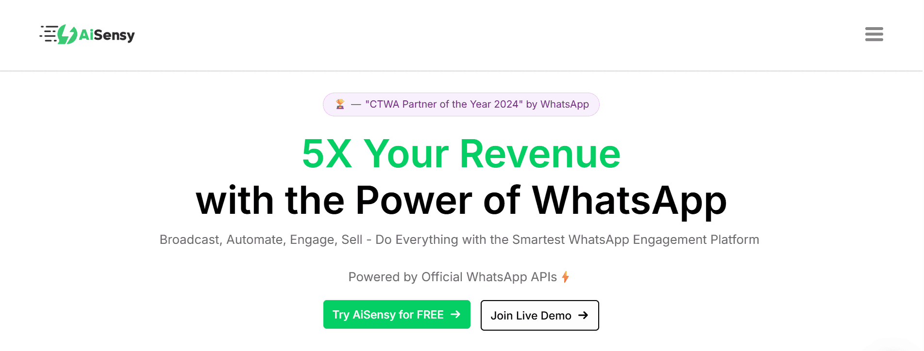 AiSensy, a complete WhatsApp automation and marketing tool.
