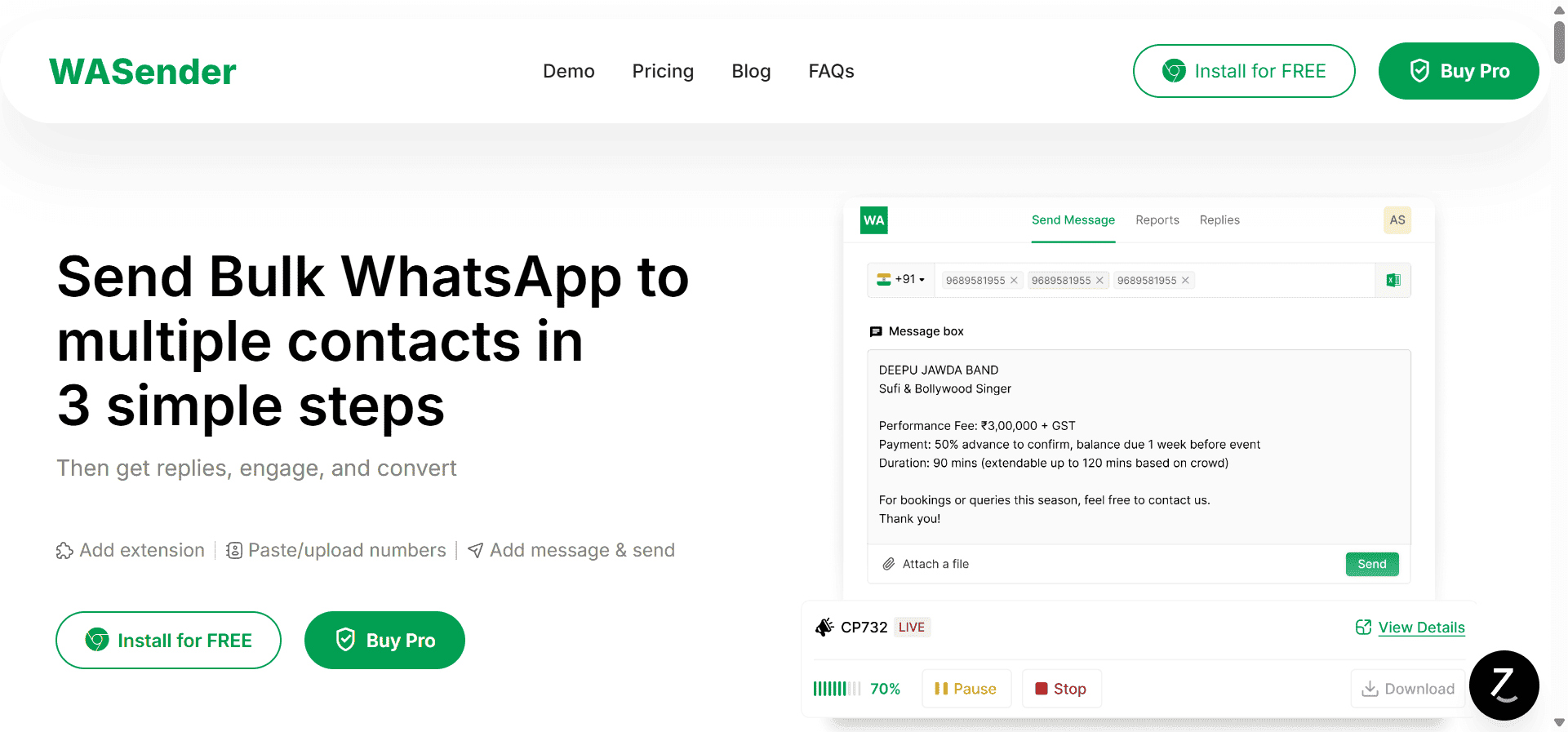 WASender to automate your WhatsApp outreach and send bulk messages.