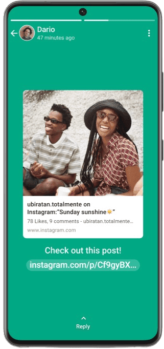 An example of a WhatsApp Story.
