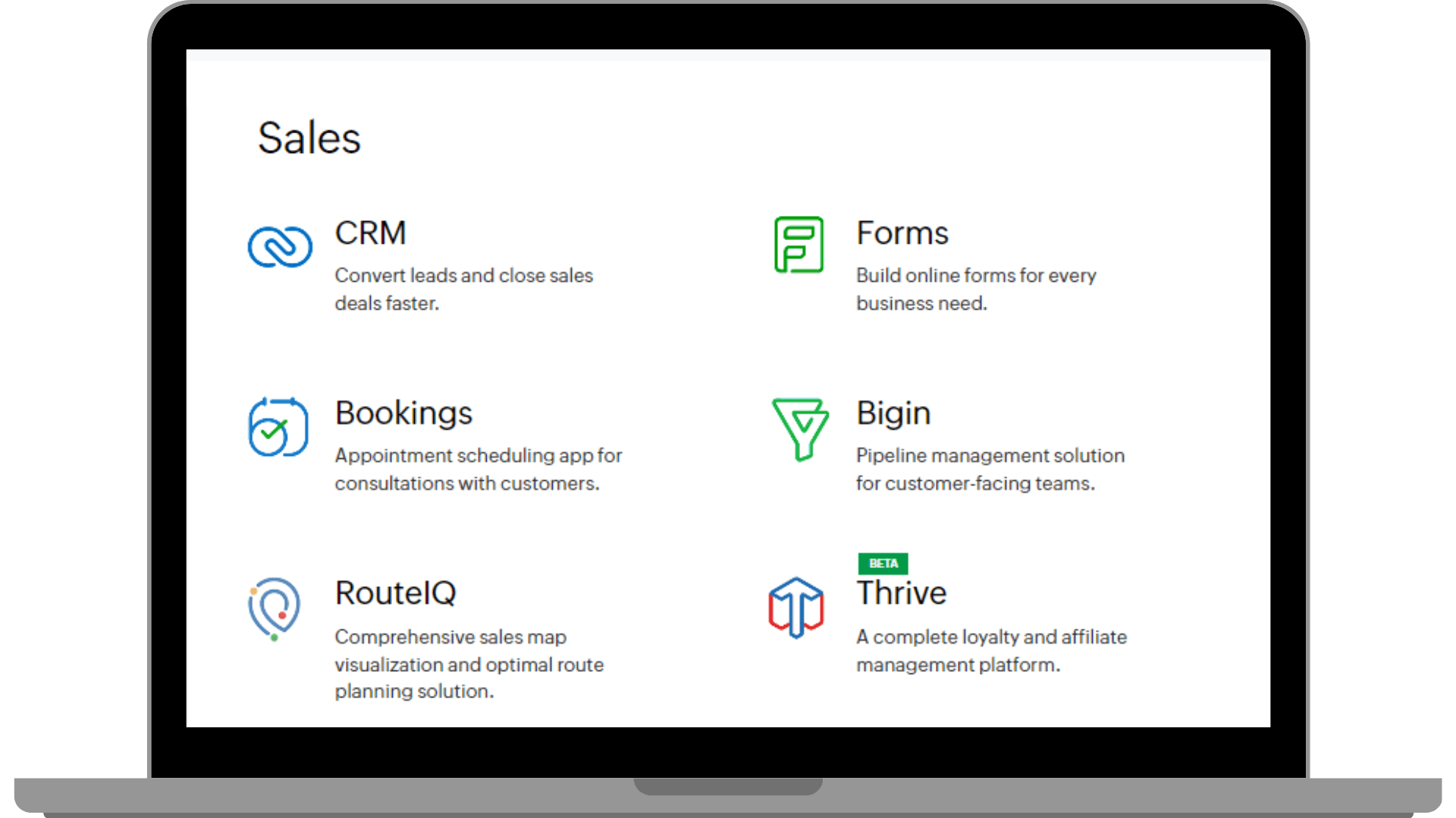 Tools offered by Zoho CRM.