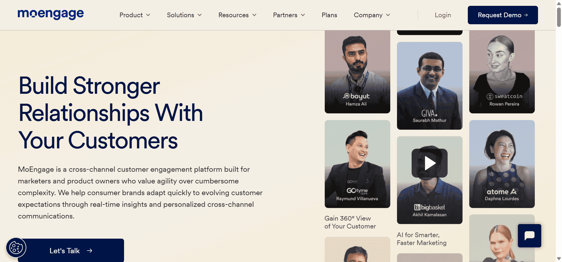 Homepage of MoEngage, an omnichannel WhatsApp marketing platform.
