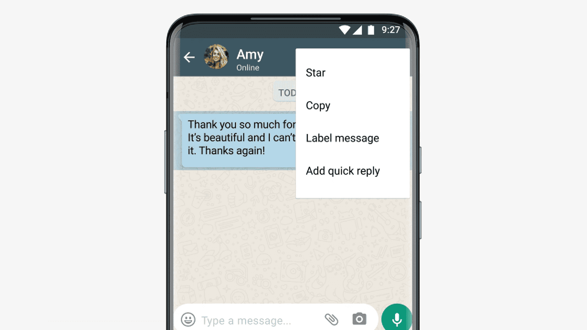 Menu within the WhatsApp Business app to add Labels to your conversations.