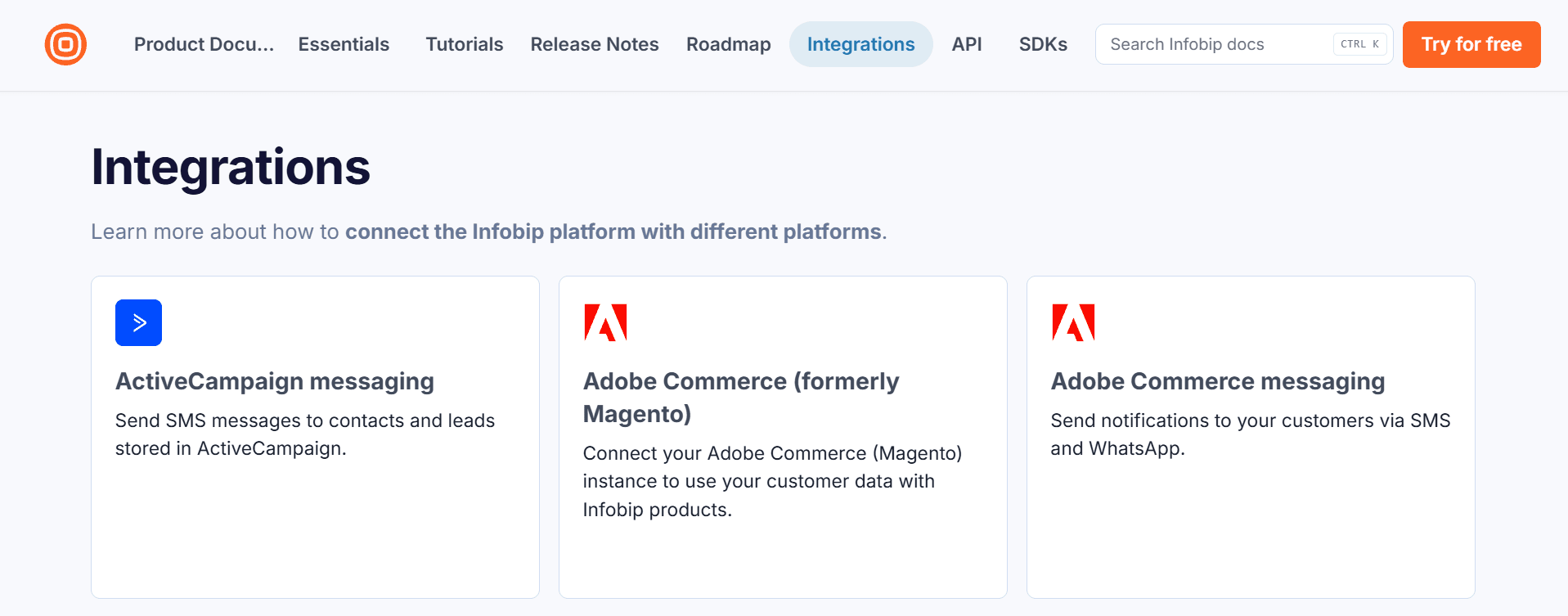 Infobip’s integrations.