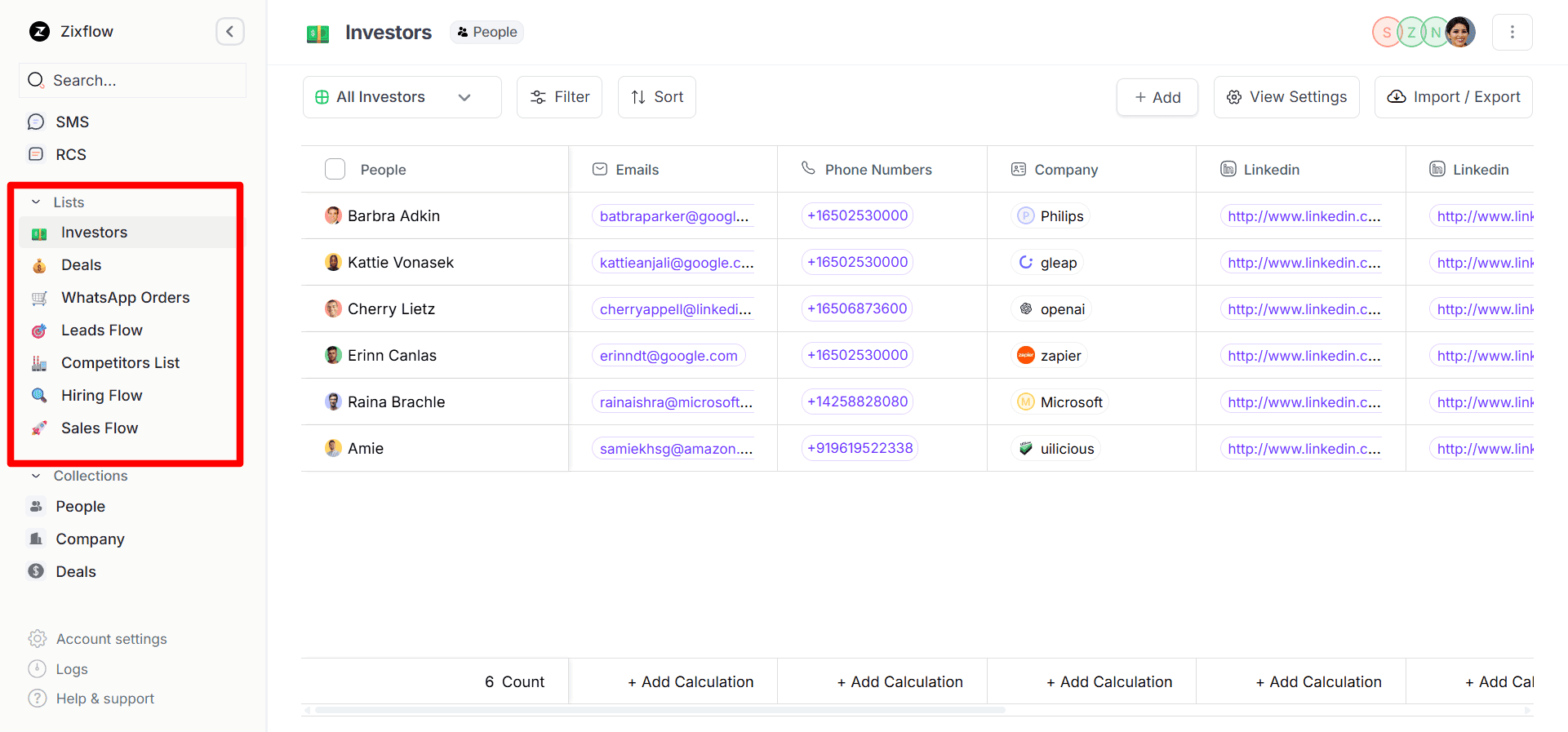 Custom Lists within Zixflow where you can segment your audience into tailored groups.