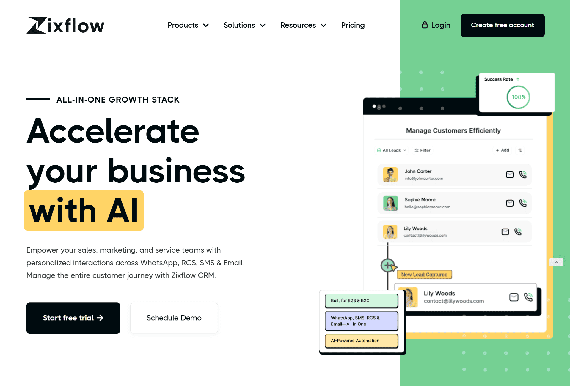 Homepage of Zixflow, a solid Gupshup alternative