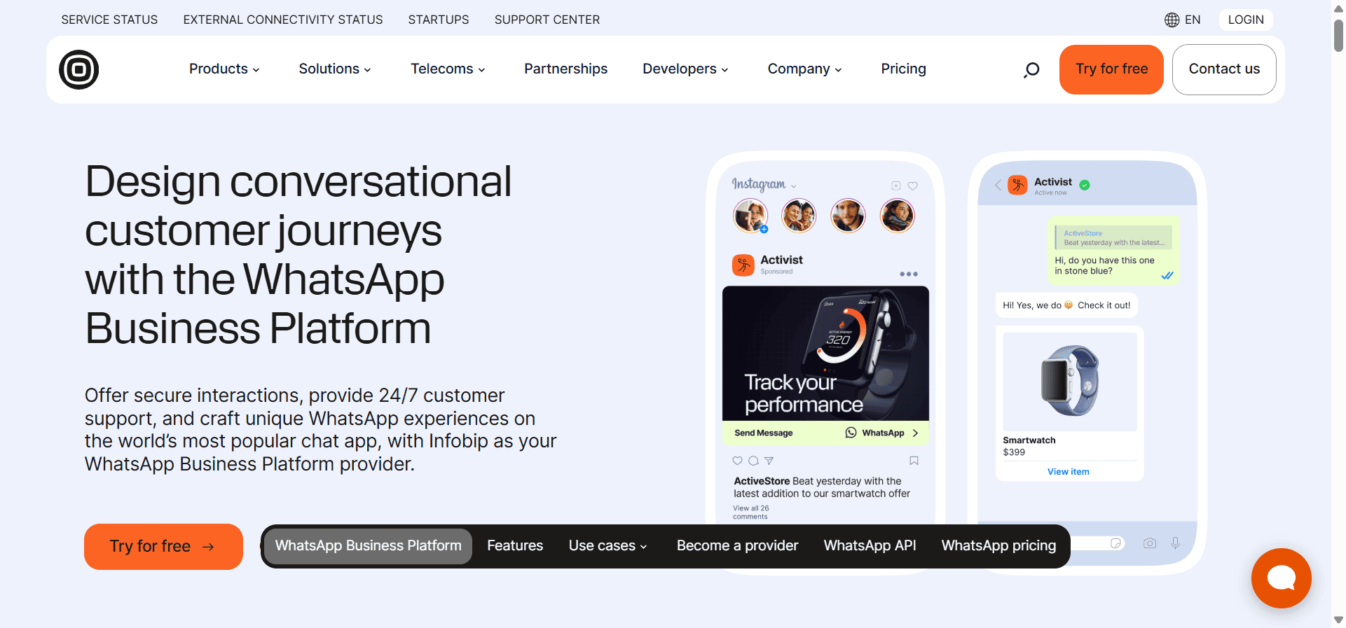 Homepage of Infobip, a popular Gupshup alternative