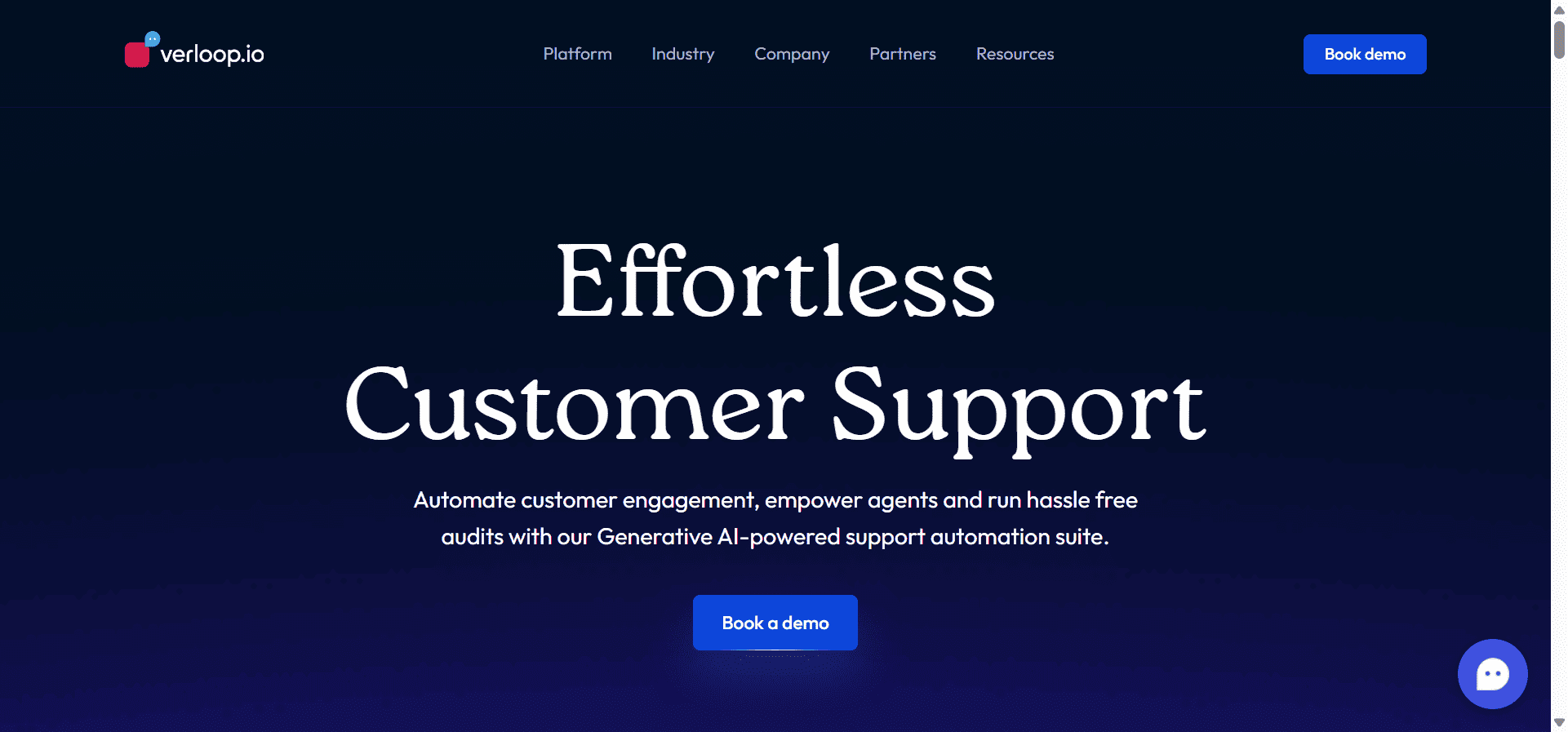 Homepage of Verloop, a customer engagement platform.