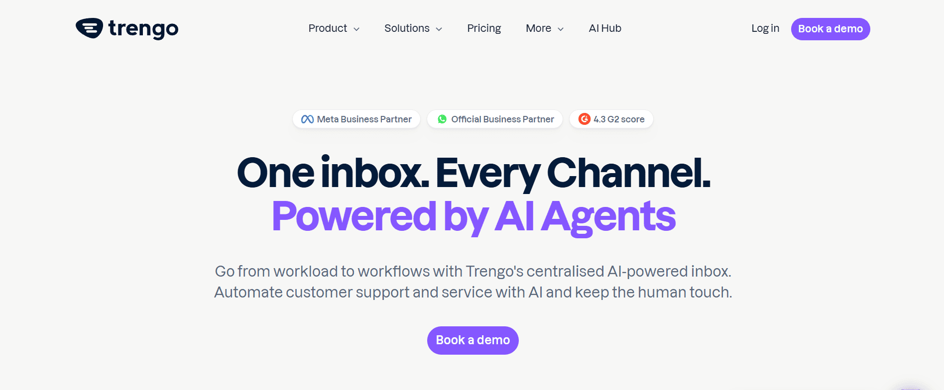 Homepage of Trengo, a Sprinklr alternative.