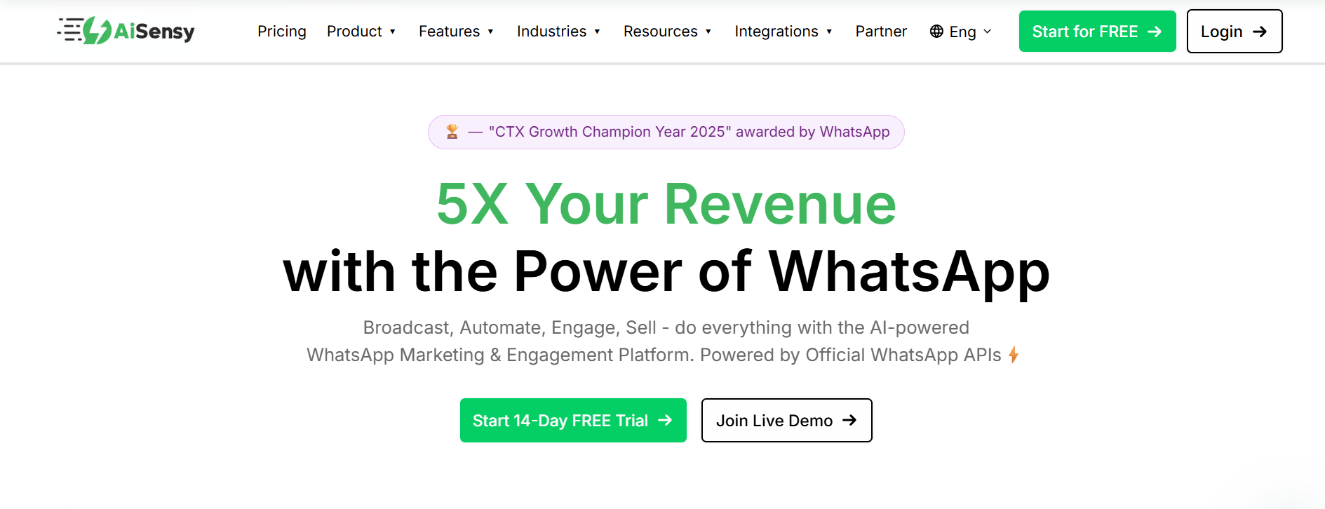 AiSensy is a WhatsApp API platform for boosting revenue for mid-market businesses.