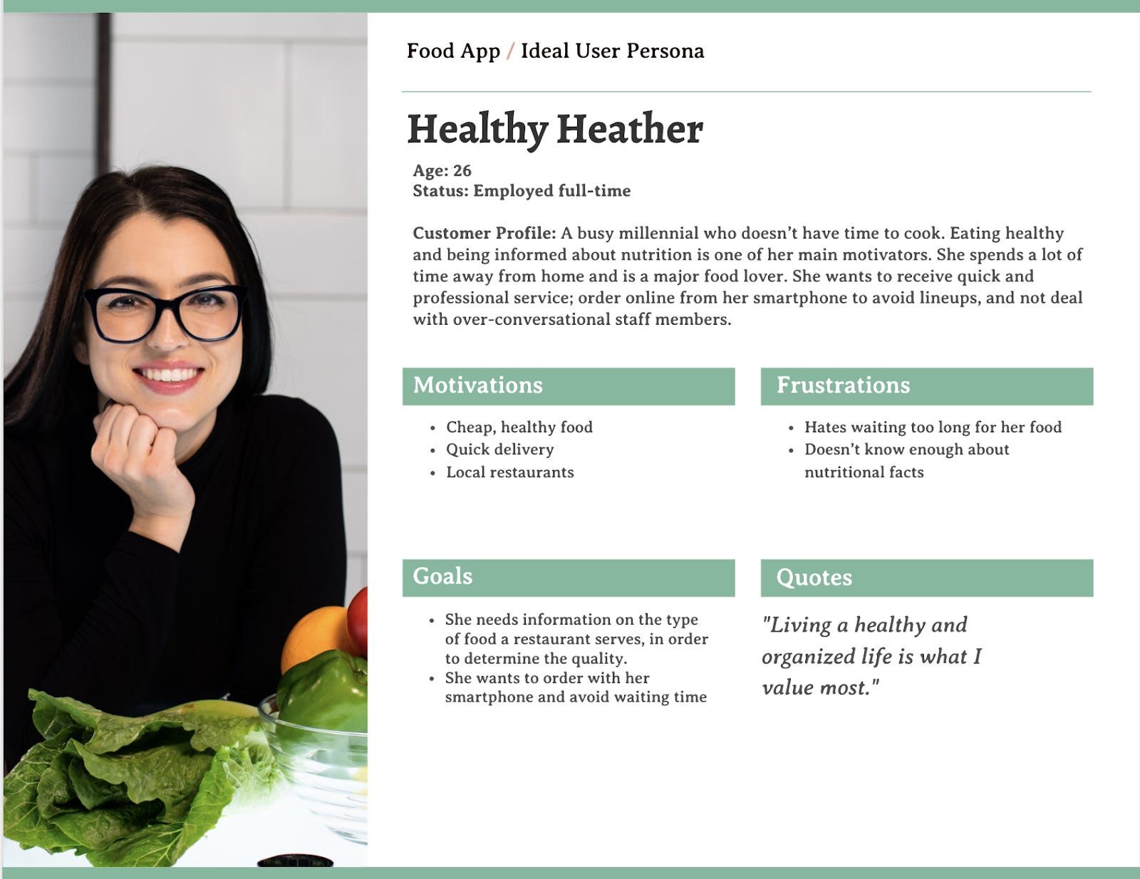 An example of an ideal customer persona.