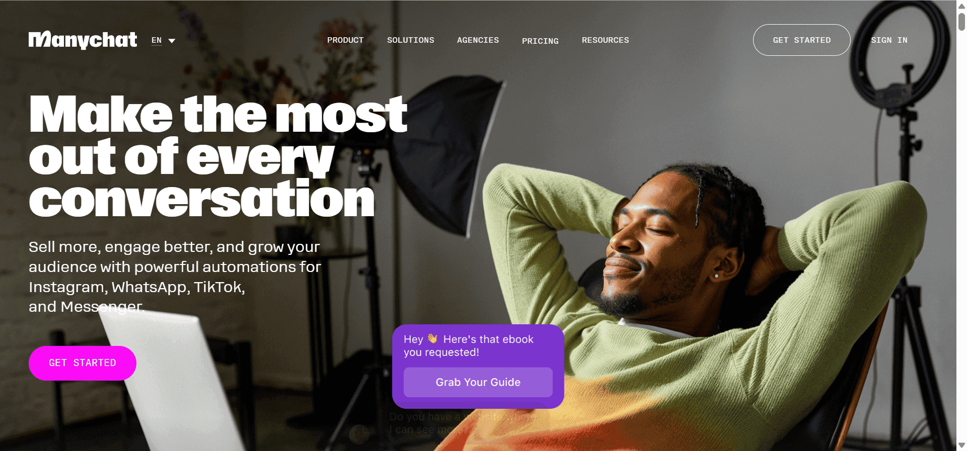 Manychat, a customer engagement automation solution.