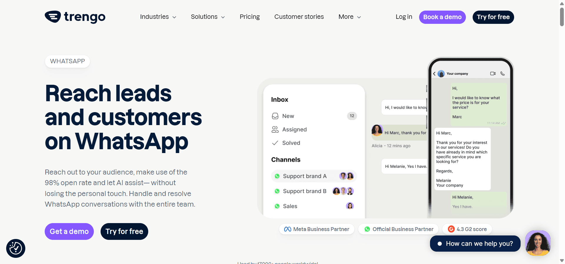 Trengo, an AI-driven customer support WhatsApp API platform. 