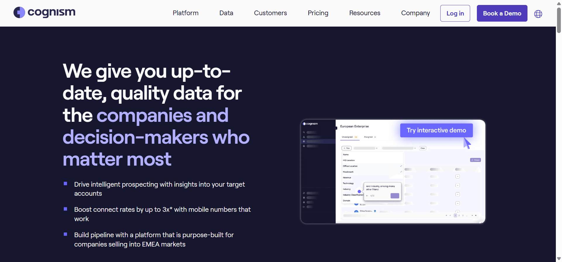 Cognism, an AI-powered sales solution.