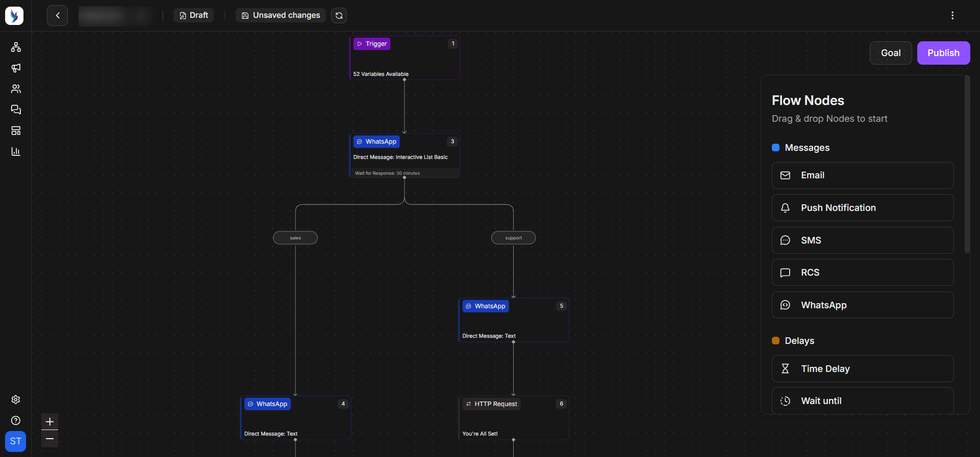 Automating engagement across different channels using Zixflow's workflow builder.