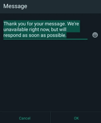 Create your own message on WhatsApp Business.