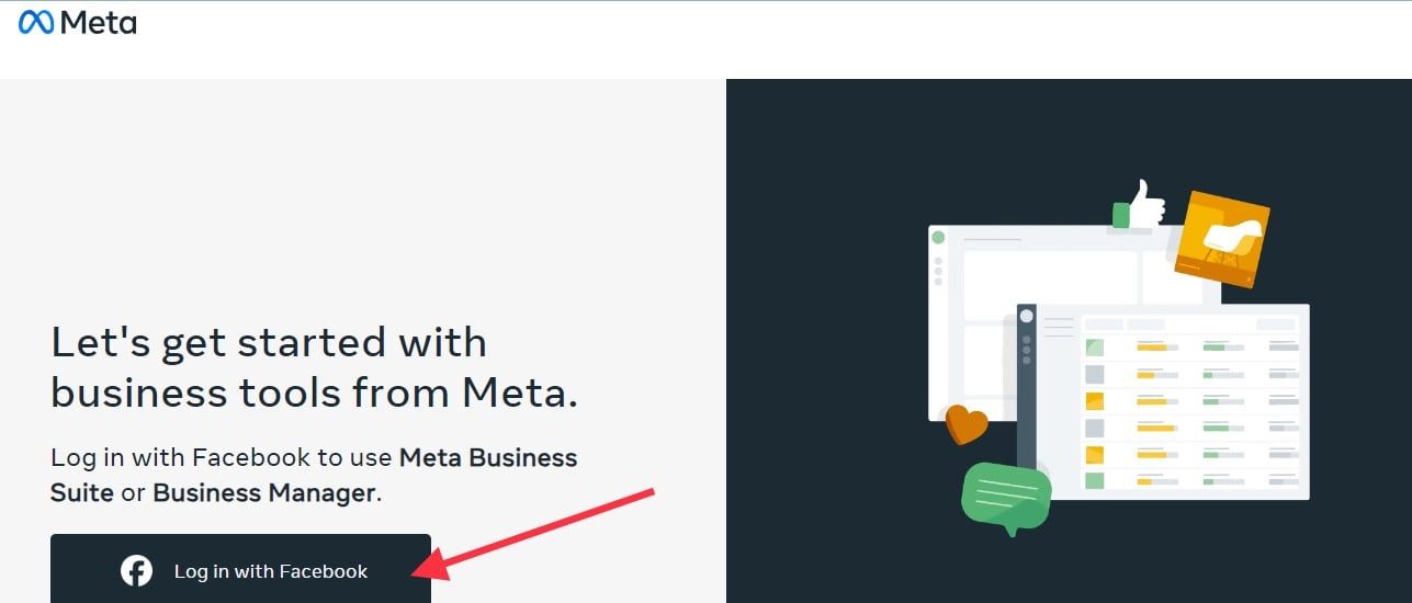 Login page of Facebook.