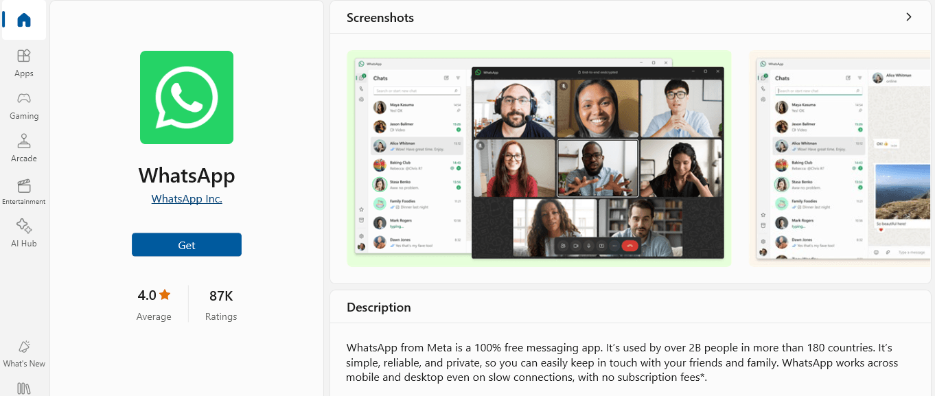 Install the WhatsApp app.