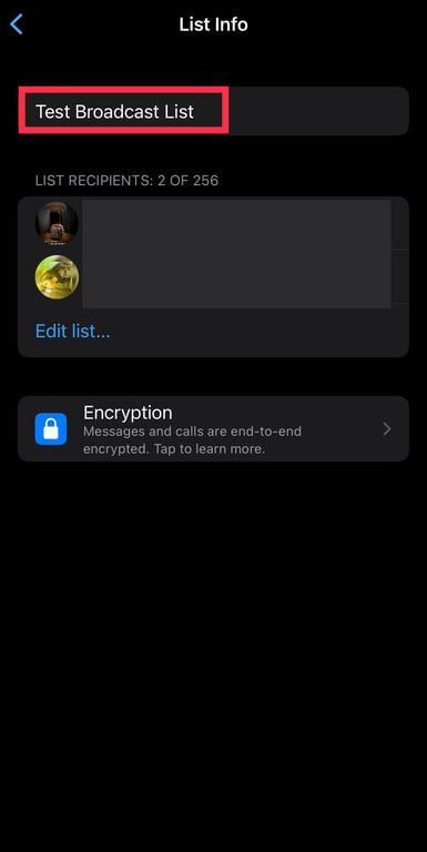 Give a name to your broadcast list.