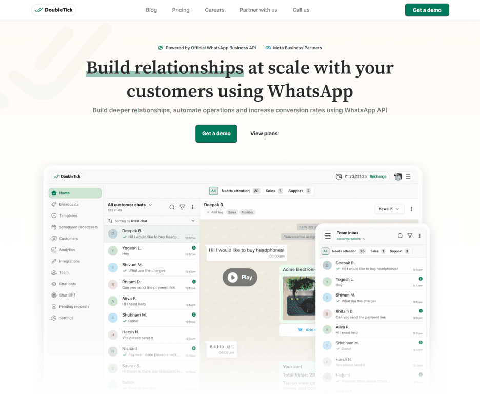 DoubleTick, a mobile-first WhatsApp API platform.