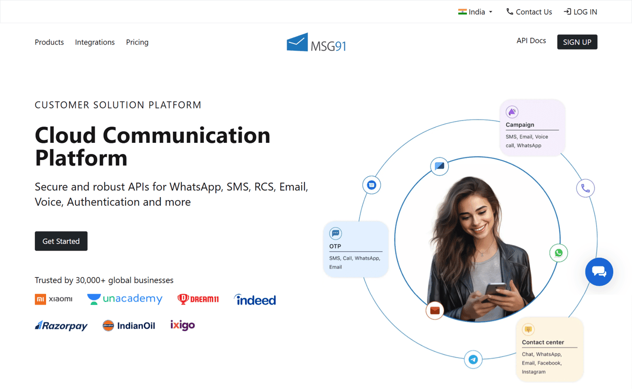 MSG91, a multichannel cloud-communication platform that comes with WhatsApp API.