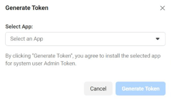 Select an app to generate the token.